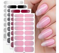 64 pezzi di strisce per unghie glitterate, avvolgimenti per unghie minimalisti di un solo colore con glitter a copertura totale, adatti per la manicure fai-da-te per feste di signore. Unghie Colore un