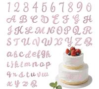 64 pezzi, lettere decorative per torte, lettere per torte, numeri acrilici 0-9, decorazione per torte, lettere dalla A alla Z, set per matrimoni, anniversari, feste, feste (oro rosa)