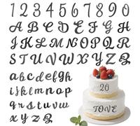 64 pezzi, lettere decorative per torte, lettere per torte, numeri acrilici 0-9, decorazione per torte, lettere dalla A alla Z, set per matrimoni, anniversari, feste, feste (nero)