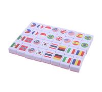 64 Pezzi Set di Mahjong Tessere Melamina 24mm Gioco Bandiera Paesi | Gioco Strategico e Memoria, Formato da Viaggio Compatto, per Famiglie e Coppie