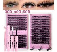 640 pezzi Kit per estensioni ciglie, include grappoli di ciglie 30D+40D+50D, grappoli di ciglie D-8-16MIX, colla per ciglie, sigillante, remover Poliestere,Polipropilene,Fibra chimica,Acciaio al tungs