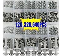 640PCS/320PCS/120PCS Set assortito di dadi esagonali e bulloni - Kit di viti e dadi metrici M2 M2.5 M3 M4 M5 Totale 320 pezzi,Totale 120 articoli,640 articoli in totaleAcciaio al carbonio