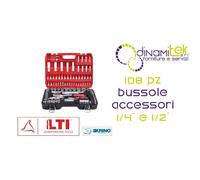 64230030 ASSORTIMENTO 108 PCS. BUSSOLE ED ACCESSORI 1/4" E 1/2" IN VALIGETTA ANT