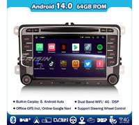 64G Android 14 Autoradio Navigatore VW Golf 5/6 Polo 6R Passat B6 Caddy T5 Skoda
