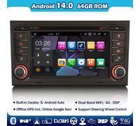 64GB 8-Core Android 14 Autoradio CarPlay DVD GPS Navigatore Per Audi A4 S4 SEAT
