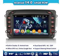 64GB Android 14 Autoradio 2 din WIFI GPS Mercedes Classe A/CLK/G W209 W639 Viano