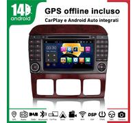 7" 64GB Android 14 Autoradio CarPlay GPS DVD Radio Mercedes S lass W215 W220