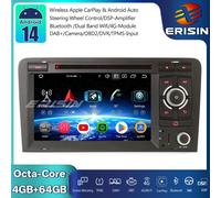 64GB Android 14 Autoradio GPS For AUDI A3 S3 RS3 RNSE-PU CarPlay DAB+OBD2 USB CD