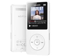 64GB Lettore MP3 Bluetooth 5.3, AGPTEK MP3 Lettore con Altoparlanti Sportivo, Musicale HiFi Lossless Portatile, Radio FM/Registrazione, (Cuffie Non Incluse), Bianco