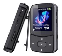 64GB Lettore MP3 Bluetooth 5.3, mp3 lettore musicale mini design sportivo con clip (solo 24g) con schermo a colori TFT da 1,5 pollici, con pulsante volume indipendente, radio FM, pedometro (NERO)