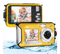 64MP Macchina Fotografica Subacquea Con Scheda Di Memoria Da 64 GB, 4K Fotocamera Subacquea Con Autofocus E Doppio Schermo Selfie HD, 5 Metri Fotocamera Subacquea Digitale (2 Batterie)