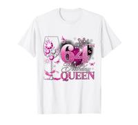 64th Birthday Queen Pink Wine 64 Years Old Women Girls Maglietta
