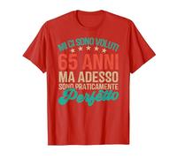 65 Anni Adesso Sono Perfetto Regalo Compleanno per i 65 Anni Maglietta, Uomo, Rosso, 3XL