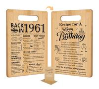 65° compleanno regalo per donne uomini, Back in 1961 & Ricetta per un buon compleanno tagliere double face regalo per lei lui, idee regalo per il 65° compleanno, regali fantastici per donna di 65 anni