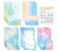65 fogli di carta da lettere ad acquerello con buste, 15 buste con 30 carta da lettere A5 a righe e 20 punti adesivi, belle buste per lettere d'amore, lettere, inviti e biglietti di auguri