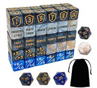 65 PCS MTG Contatori di Dadi - Contatore di Parole Abilità, -1/+1 Life Counter, Shield Life Counter Dice, Marble Colour D6 Dice Dice, per MTG, TCG, Giochi di Carte (sacchetto nero incluso)