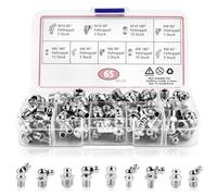 65 Pezzi Set di ingrassatori testine m6 m8 m10 Testina ingrassatore Dritti e angolati 45° 90° per lubrificanti con Scatola di immagazzinaggio
