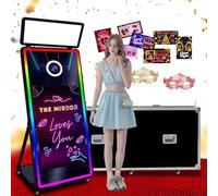 65 pollici Magic Mirror Photo Booth Machine Macchine a specchio a 43 pollici Touch Screen,luce di riempimento per matrimoni, feste e noleggio eventi (Black, photo booth)