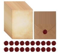 65 PzCarta da Lettere con Busta, Buste di Carta Vintage, Carta da Lettera Vintage con Busta: 20 Buste Vintages & 25 Fogli di Carte da Lettere & 20 Adesivi con Sigillo di Cera per Scrivere Disegni