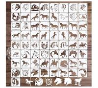 65 stencil per dipingere su legno, motivo testa di cavallo, riutilizzabili, per disegnare cavalli, pittura con animali, per fai da te, album di ritagli, articoli per la casa in legno (cavallo)
