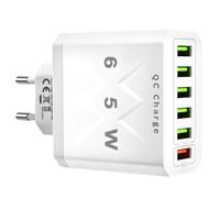 65 W Caricabatterie USB Multiple 6 Porte Veloce Multi Settore Tecnologia QC 3.0 Smart Presa USB Multiple Fast Charger Universale Adattatore Compatibile con iPhone 16 15 14 13 12 11 Pro Max Samsung