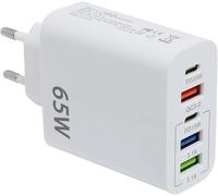 65 W Caricatore Multiplo USB-C Caricabatterie Rapido Smart QC 3.0 a 5 porte Adattatore di Alimentazione USB Universale dal Design Compatto Compatibile con iPhone 16/15/14 Samsung Galaxy S24/S23 e iPad