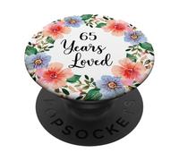 65 Years Loved 65th Birthday Floral 65 Years Loved for Women PopSockets PopGrip Adesivo