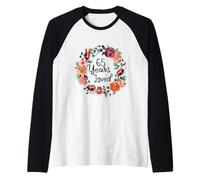 65 Years Loved 65th Birthday Floral Wreath Loved for Women Maglia con Maniche Raglan