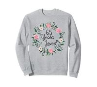 65 Years Loved Men Women Floral 65 Year Old 65th Birthday Felpa