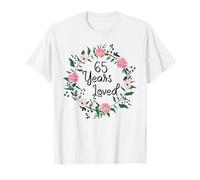 65 Years Loved Men Women Floral 65 Year Old 65th Birthday Maglietta