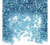 6500 perline di vetro 2 mm con inserto in argento, 11/0, colori assortiti (blu)