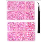 6500 Strass, SS6-SS30 strass con retro piatto, strass rosa chiaro con pinzette, pastelli e set di lame a rullo per decorazioni artigianali, gioielli per capelli, custodie per telefoni, nail art