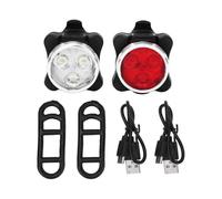 650mA USB Rechargeable LED Bike Bicycle Front Tail Safety Warning Light (Red White Set)
