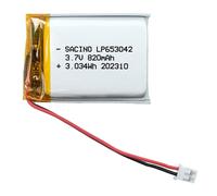 653042 Batteria 3,7 V 820 mAh T X B X L: 65x30x42 Mm 2 pin 2 mm di distanza
