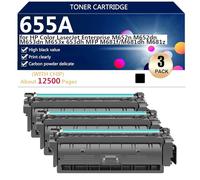 655A Cartuccia di Toner di Ricambio per HP Color LaserJet Enterprise M652n M652dn M653dn M653x 653dh MFP M681f M681dh M681z Stampante, Trasparente e Sharp, 12500 Pagine,Black-3 pack