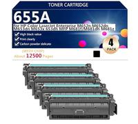 655A Cartuccia di Toner di Ricambio per HP Color LaserJet Enterprise M652n M652dn M653dn M653x 653dh MFP M681f M681dh M681z Stampante, Trasparente e Sharp, 12500 Pagine,Black-4 pack