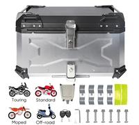 65L 55L Universale Tronco Del Motociclo Scatola di Coda In Alluminio Top Box Posteriore Bagagli Caso Impermeabile Moto Top Case Casco Box Cassetta degli attrezzi Gray 55L
