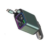 65W Caricabatteria Del Telefono Dell'automobile Con Doppio Tipo C & Porta USB Cavi Retrattili & LED Elettrico Display Alluminio PC ABS Per Il Veicolo Speed Phone Charger