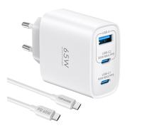 65W Caricatore USB C 3 Porte di Ricarica Rapida GaN PD3.0/PPS Alimentatore per