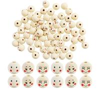 66 palline di legno con viso, sfere in legno naturale, perline rotonde di legno con foro, per creazioni fai da te, bracciali, collane, ciondoli, portachiavi