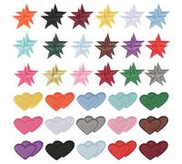 66 toppe termoadesive a forma di cuore, a forma di stella, da applicare con ferro da stiro, toppa ricamata, toppa colorata con adesivo per magliette, jeans, gonne, cappelli, vestiti, riparazioni