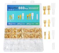 660 Pezzi Capicorda Terminali da Crimpare Connettori Elettrici Piatti Kit, 2,8 mm 4,8 mm 6,3 mm Connettori Capicorda Elettrici Kit Maschio Femmina con Coperchio Isolante per Auto e Cavi Elettrici