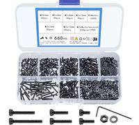 660 Pezzi M2 Viti e Bulloni e Dadi Set, Set di Viti a Esagono Incassato e Bulloni e Dadi e Rondelle Kit, Viti a Testa a Esagonale Bussola, Vite e Rondelle a Testa Brugola, Nere