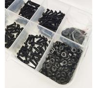 660pz Set Viti a Tappo Esagonale 2mm Acciaio al Carbonio Nero con Dadi Rondelle