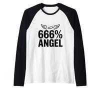 666% Angelo Divertente Umorismo Oscuro Maglia con Maniche Raglan
