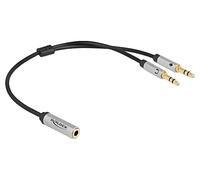 66740 Cavo Jack 3,5mm Maschio 3pin x2,Jack 3,5mm 4pin Femmina DELOCK