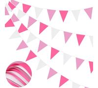 66ft Bunting Banner, Rose Gold Pink e White Bunting Flags Poliestere Tessuto Bunting Garland 52pcs Impermeabile Bandierine Bandierine per Casa All'aperto Compleanno Matrimonio Festa Decorazione