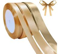 66m Nastro di raso dorato, 10 mm/15 mm/20 mm Oro Nastro in Tessuto Nastro Satinato,per Confezioni Regalo, Bomboniere, Artigianato, Fiocchi per Capelli, Bouquet da Sposa
