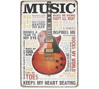 66Retro Tin Signs Tin Signs The Guitar metal, vintage Style Wall Ornament Coffee & bar Decor, dimensioni 20,3 x 30,5 cm Music Inspires Me