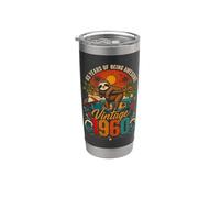 66th Birthday Retro Sloth Tropical Vintage 1960 66 Years Old Bicchiere termico in acciaio inox doppia parete